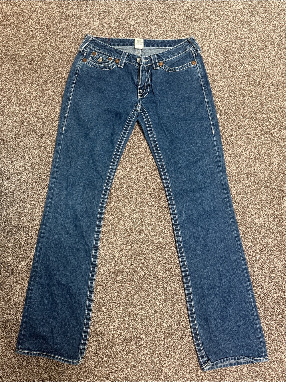 True Religion Women's Straight Leg Dark Blue Denim Jeans